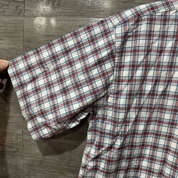 LL Bean Shirt Mens Large Plaid Button Up Traditional Fit Red White Blue - Picture 2 of 3
